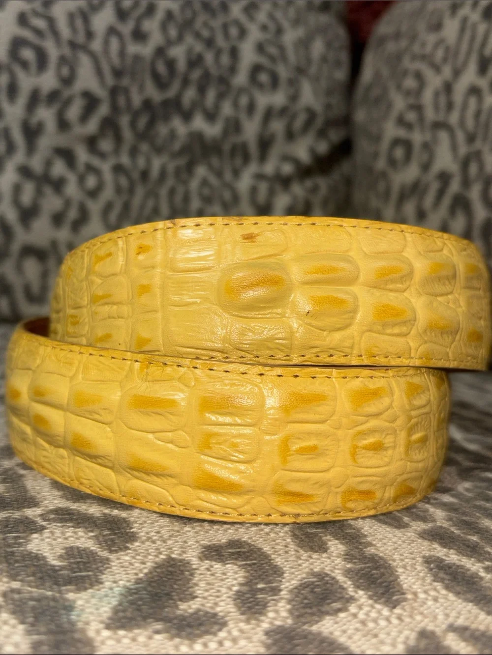 Crocodile alligator leather belt textured western cowboy reptile buckle 34